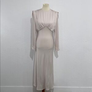 Diida Elegant Long Sleeve Beige Dress